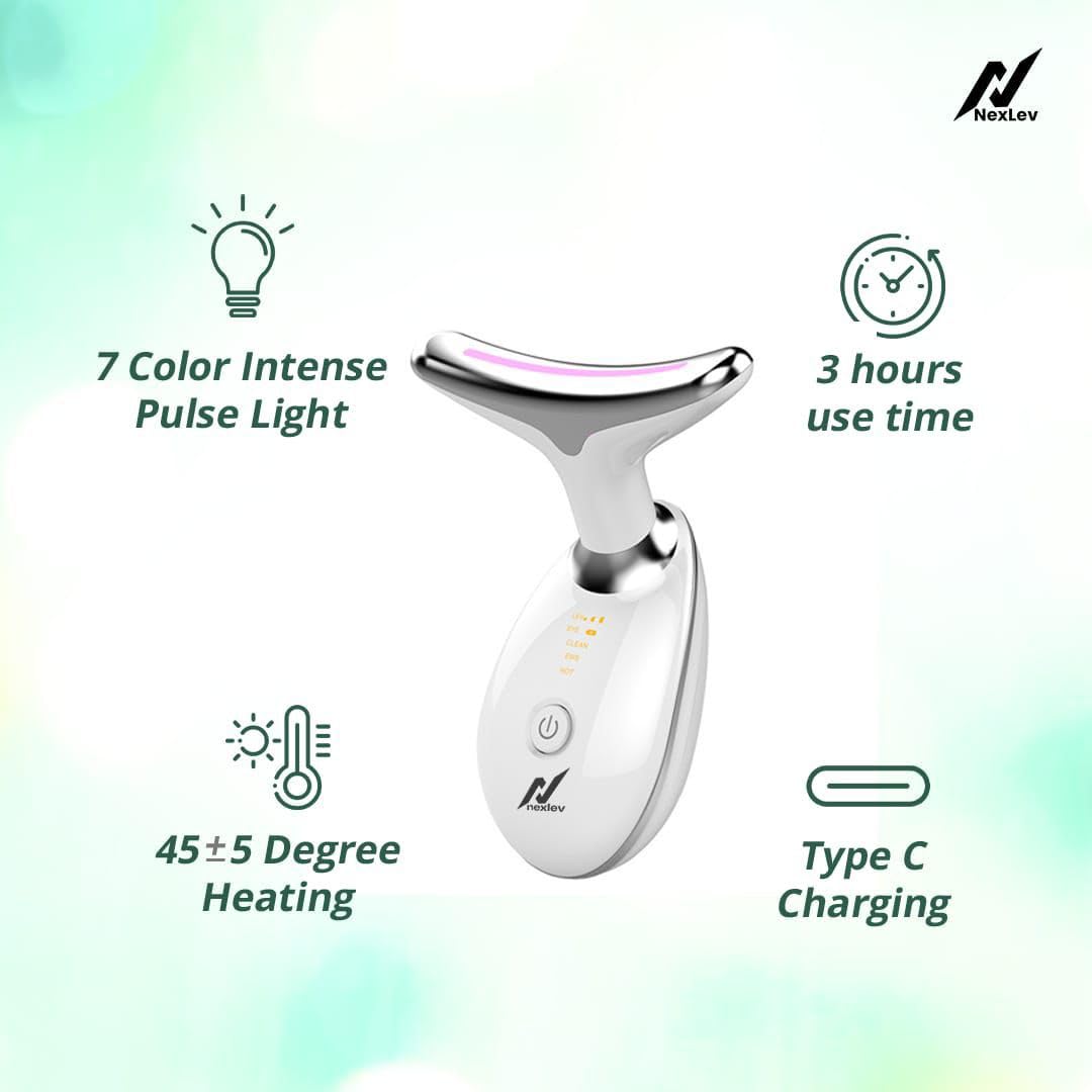 Nexlev Skin Lift Device (LE-04) | 7 Color LED | Face & Neck Skin Lifting| 3 Massage Modes