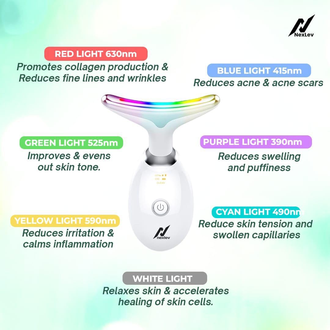 Nexlev Skin Lift Device (LE-04) | 7 Color LED | Face & Neck Skin Lifting| 3 Massage Modes