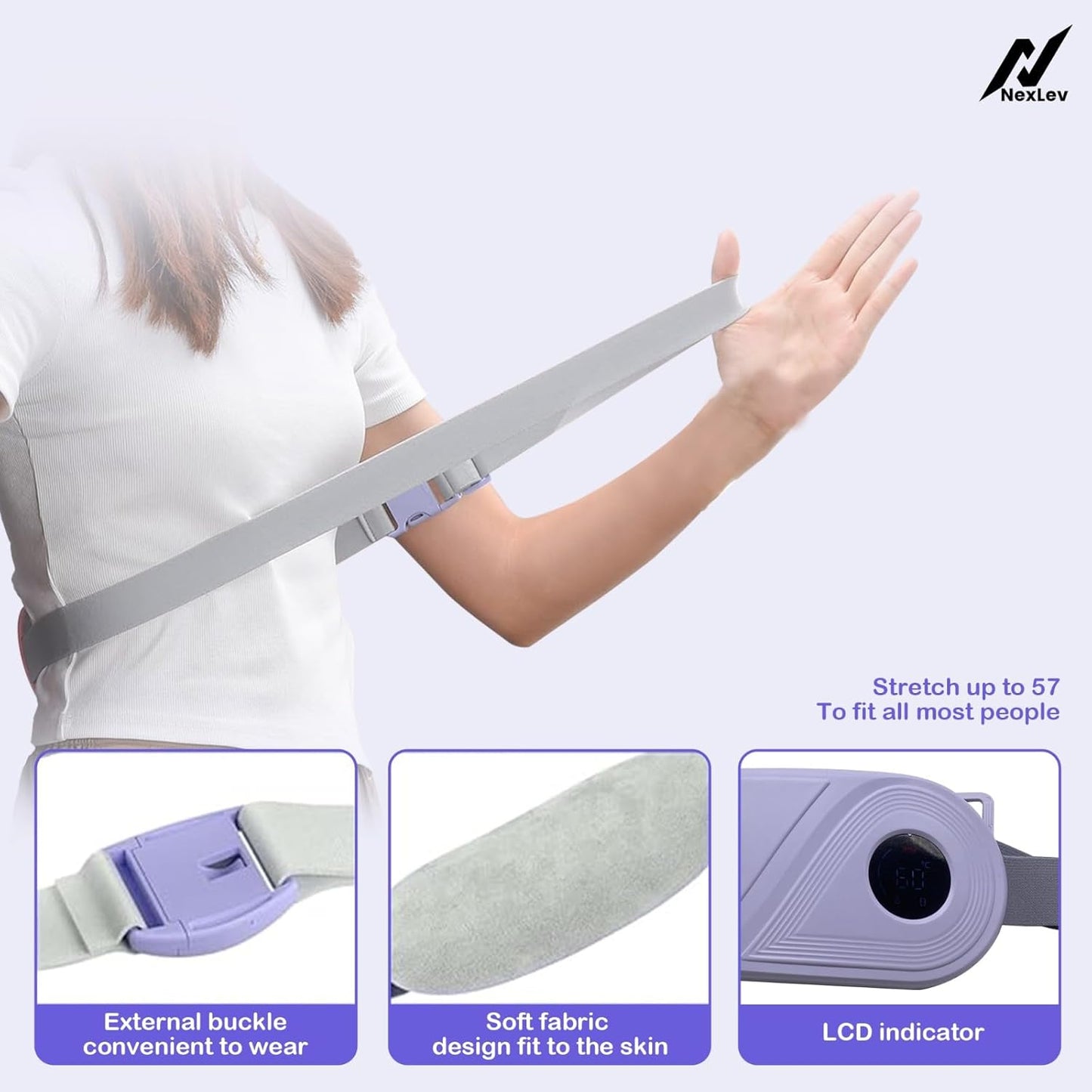 NexLev Cordless Electric Heating Pad| Period Cramp & Back Pain Relief Massager | 3 massage modes CM-02