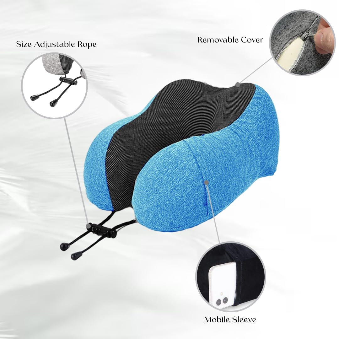 Premium Memory Foam Neck Pillow | NP-04 (Sky Blue)