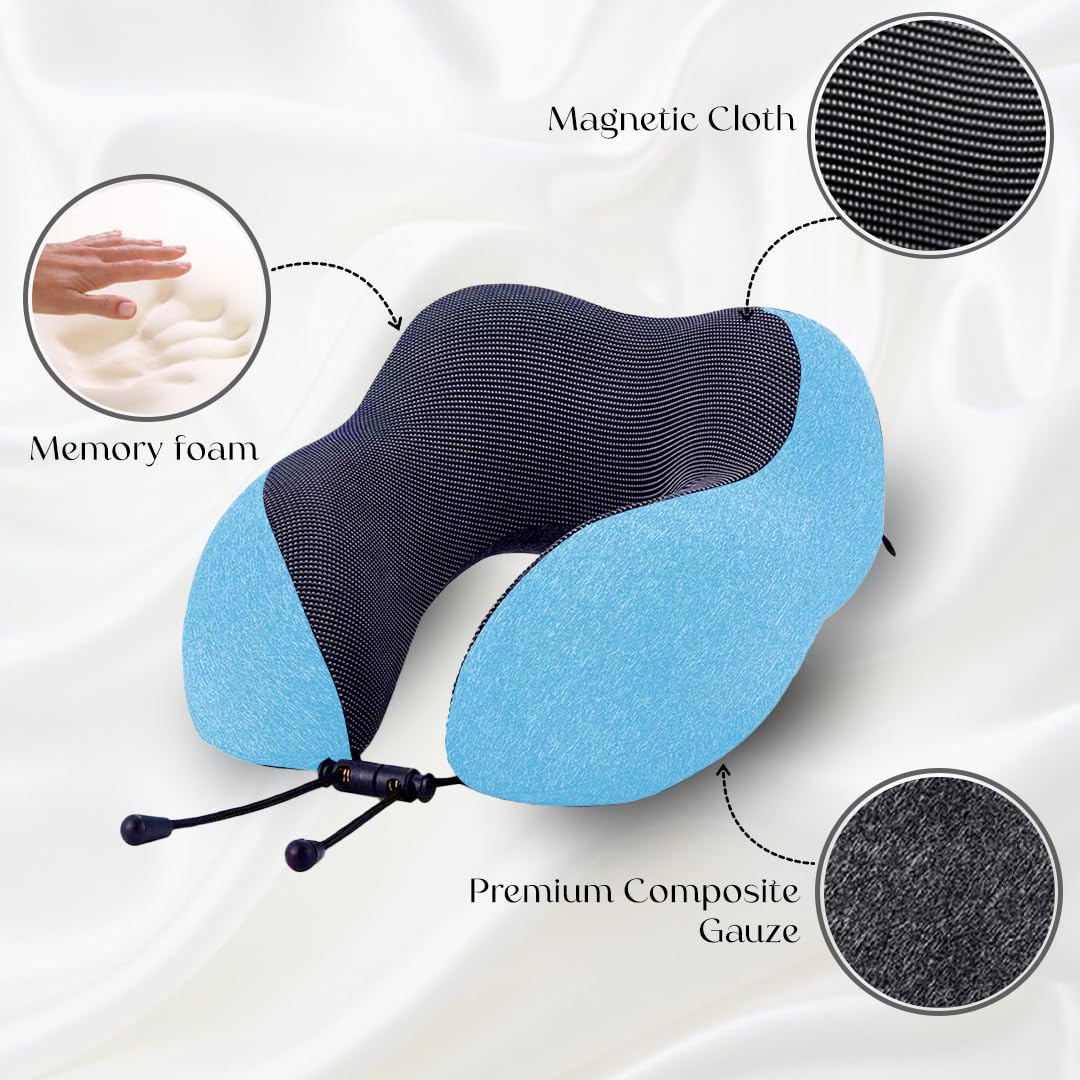 Premium Memory Foam Neck Pillow | NP-04 (Sky Blue)