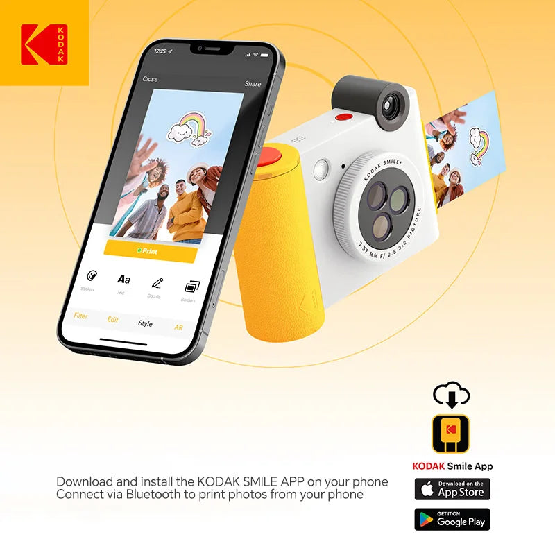 Kodak Smile+ Instant Camera 10MP, 3 Filters, ZINK Inkless Printing, Bluetooth Photo Printing from Mobile Phones, TF Card Support