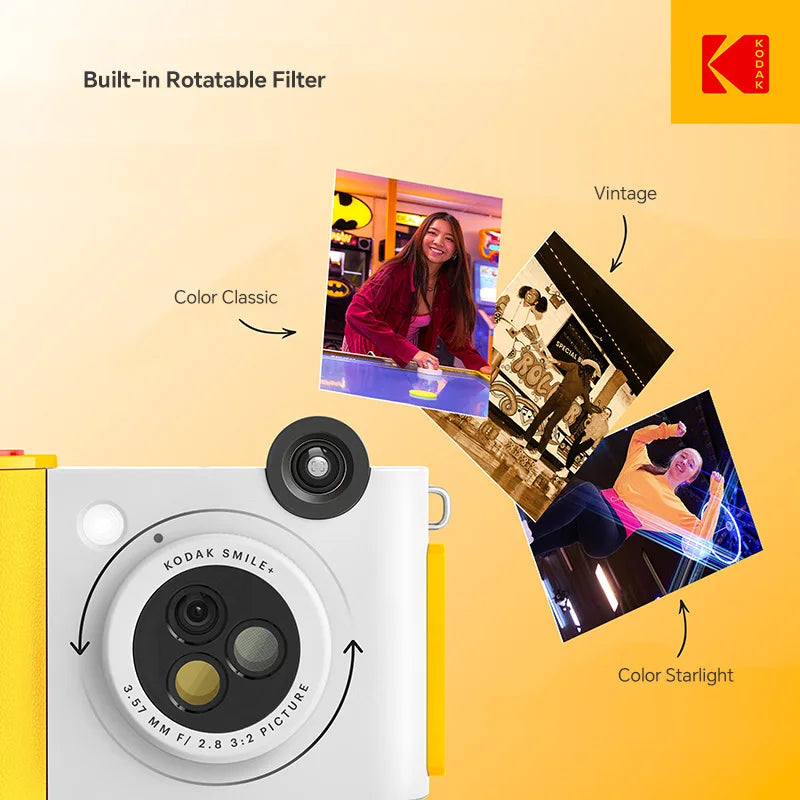 Kodak Smile+ Instant Camera 10MP, 3 Filters, ZINK Inkless Printing, Bluetooth Photo Printing from Mobile Phones, TF Card Support