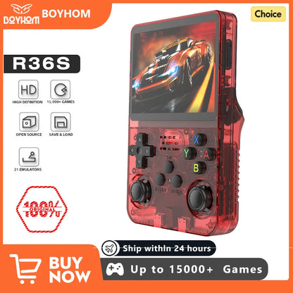 R36S Retro Handheld Video Game Console Linux System 3.5 Inch IPS Screen Portable Player 64GB GamesMultiple colors are available