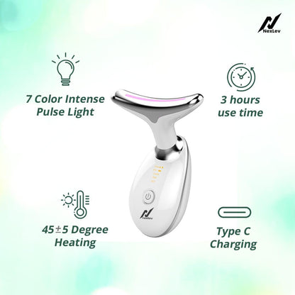 Nexlev Skin Lift Device (LE-04) | 7 Color LED | Face & Neck Skin Lifting| 3 Massage Modes