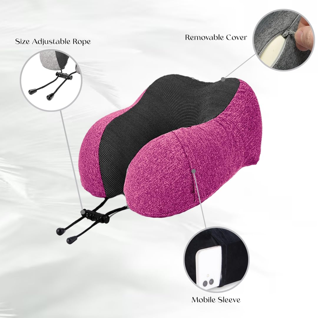 Premium Memory Foam Neck Pillow | NP-05 (Pink)