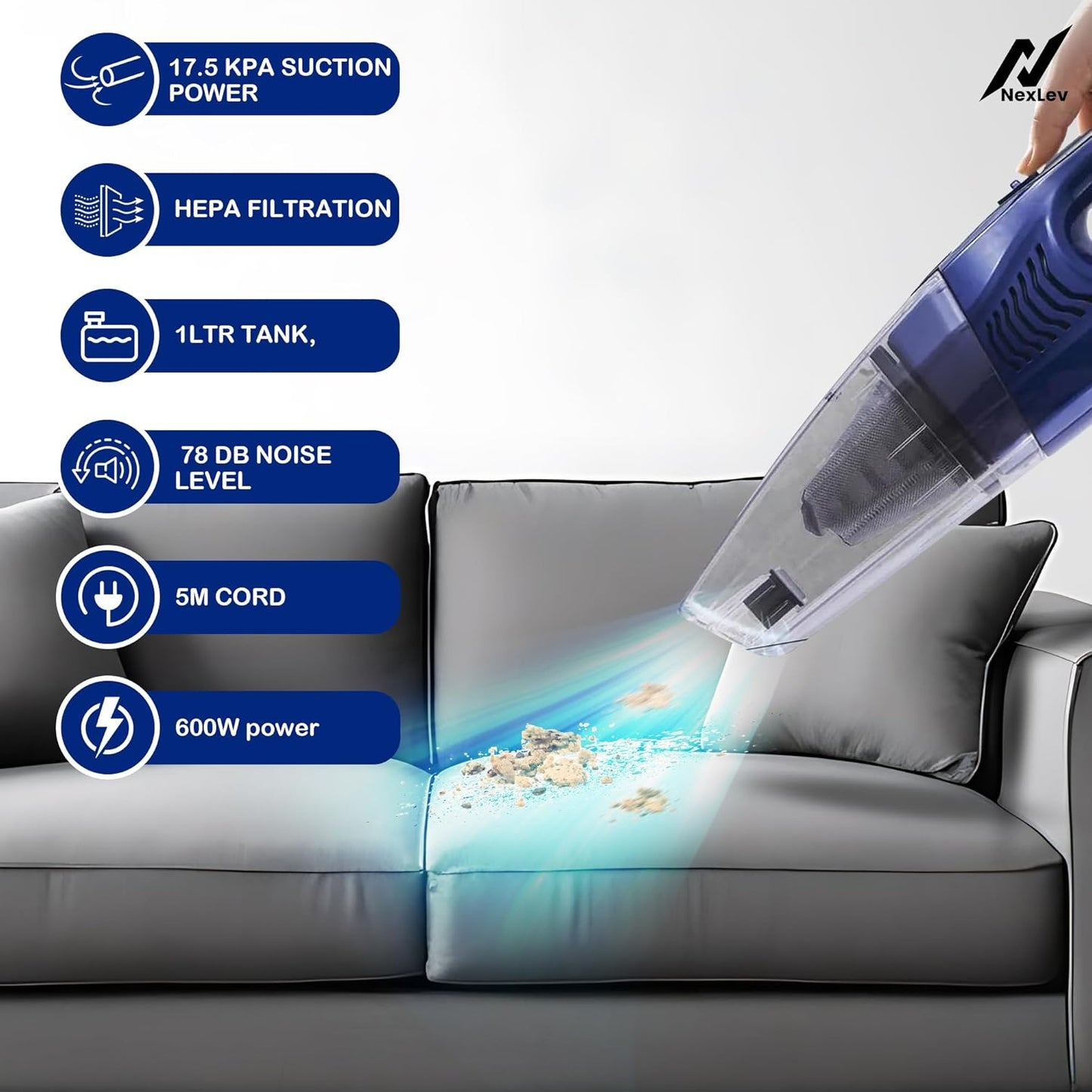 NexLev 2-in-1 Stick & Handheld Vacuum Cleaner | High Power Motor VC-01