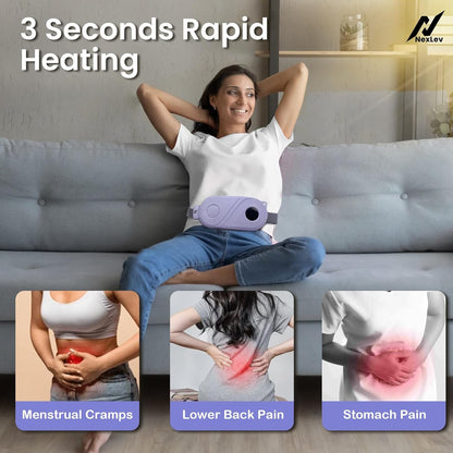 NexLev Cordless Electric Heating Pad| Period Cramp & Back Pain Relief Massager | 3 massage modes CM-02