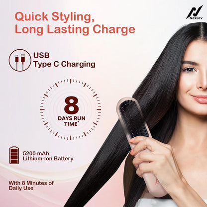 Nexlev Cordless Hair Straightener Brush | HSB-04