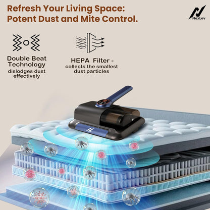 Nexlev Cordless Mite Remover | Bed, Sofa & Car Seat Dust & Mite Cleaning MR-02