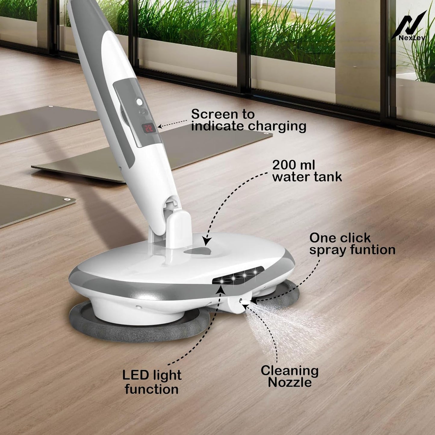 Nexlev Cordless Electric Spin Mop Swipe+| 180RPM Power Motor SPM-01