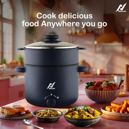 Nexlev Multipurpose Electric Food Kettle KE-02|1.5 L Non-Stick Pot | 600W|