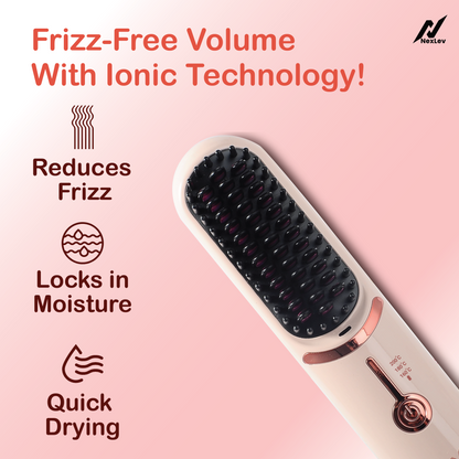 Nexlev Cordless Hair Straightener Brush | HSB-04
