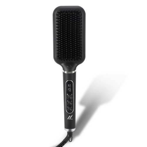 NexLev Hair Straightener Brush | Ceramic Coated Wide Plate| Anti-Frizz Professional Styling with iON Technology HSB-03