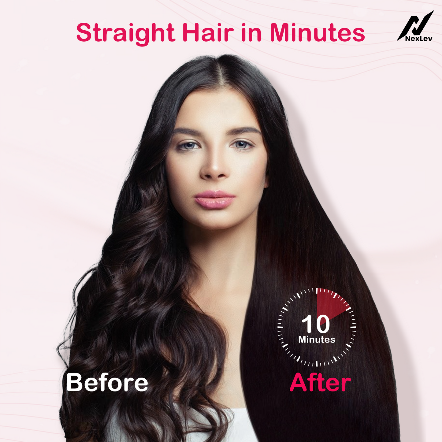 NexLev Hair Straightener Brush | Ceramic Coated Wide Plate| Anti-Frizz Professional Styling with iON Technology HSB-03