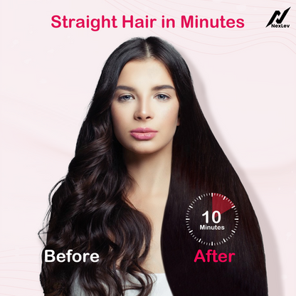 NexLev Hair Straightener Brush | Ceramic Coated Wide Plate| Anti-Frizz Professional Styling with iON Technology HSB-03